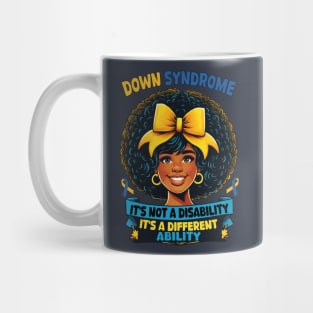 Down Syndrome It's Not A Disability It's A Different Ability Afro Hair Women Mug